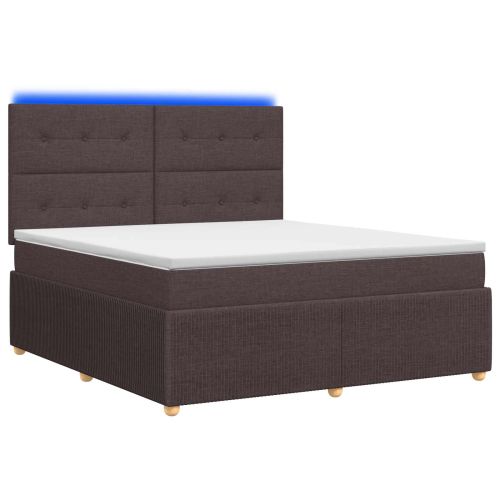 LED легло с матрак с LED ленти Тъмен кафяв 140 x 190 cm Текстил