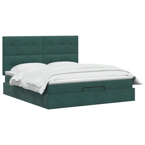 Огледално легло с матрак Тъмнозелено 140 x 190 cm Кадифе
