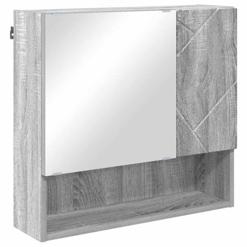 Шкаф с огледало Сив Сонома 59 x 17 x 55 см Инженерна дървесина
