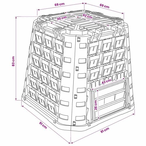 Градински компостер Черно 91 x 91 x 83 см 100% ПП