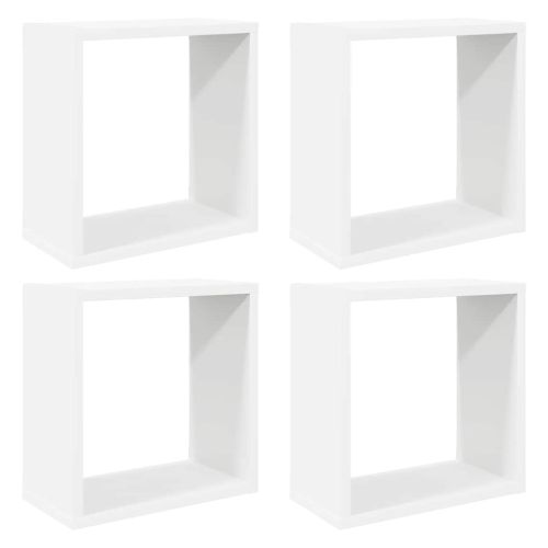 Стенни кубични рафтове, 4 бр, бели, 30x15x30 см