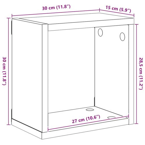 Стенни кубични рафтове, 4 бр, бели, 30x15x30 см