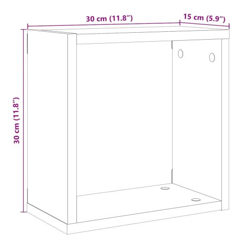 Стенни кубични рафтове, 6 бр, дъб артизан, 30x15x30 см