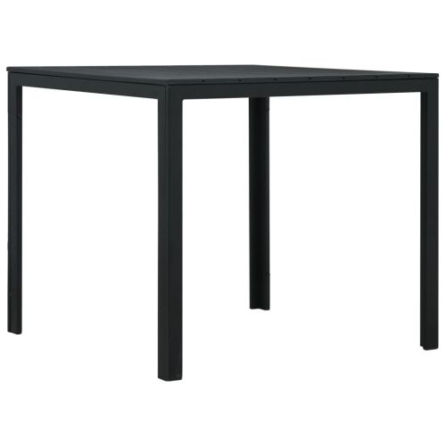 Маса за кафе, черна, 78x78x74 см, HDPE, дървен вид
