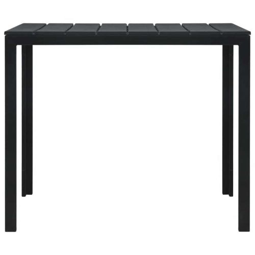 Маса за кафе, черна, 78x78x74 см, HDPE, дървен вид