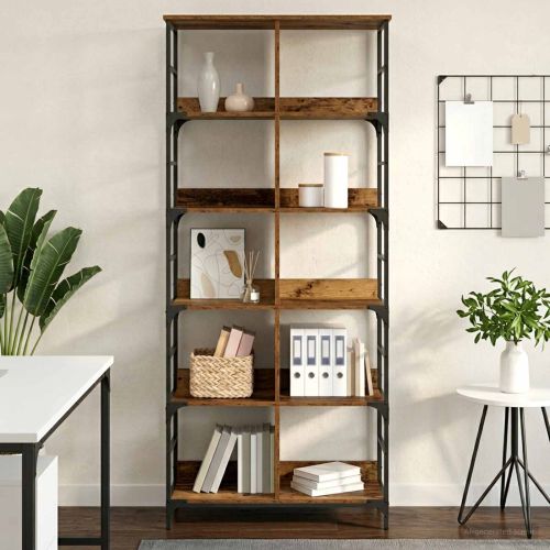 Рафт за книги 4 нива 78,5 x 33 x 188,5 см метал PB Старо дърво