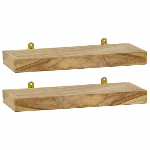 Стенни рафтове 2 бр 40x15x4 см тиково дърво масив