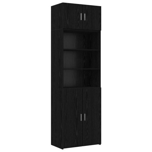 Кабинет за съхранение с рафтове Черен дъб 70 x 42,5 x 225 см