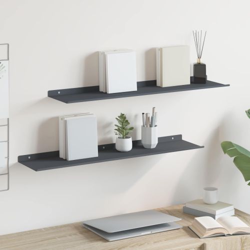 Плаващ рафт Монтиране на стена 2 бр. Антрацит 80 x 18 x 2,5 см