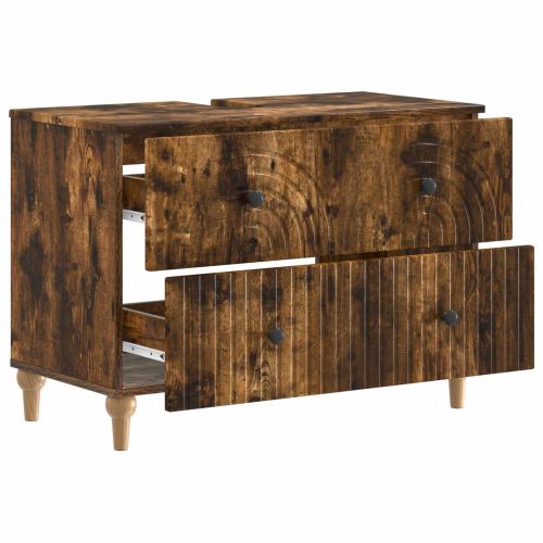Шкаф за мивка в баня ALKMAAR Опушен дъб 82 x 41 x 59 см