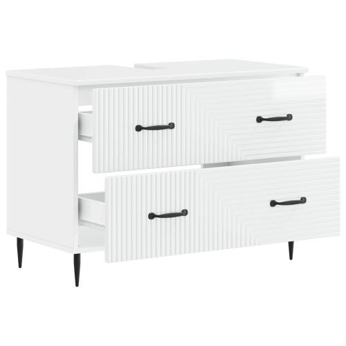 Шкаф за мивка в баня HAARLEM Бял гланц 82 x 41 x 58,5 см