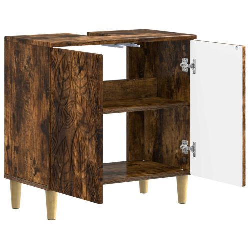 Шкаф за мивка в баня DELFT Опушен дъб 59,5 x 31,5 x 59 см