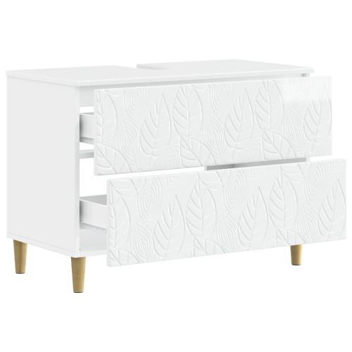 Шкаф за мивка в баня DELFT Бял гланц 82 x 41 x 59 см