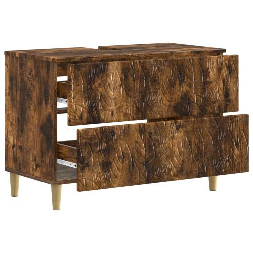 Шкаф за мивка в баня DELFT Опушен дъб 82 x 41 x 59 см