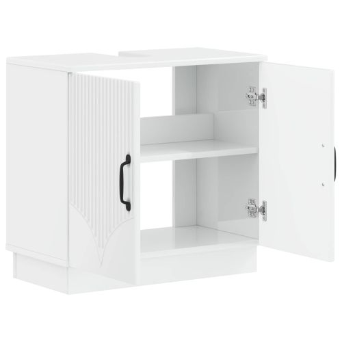 Шкаф за мивка в баня HOORN Бял гланц 59,5 x 31,5 x 56 см