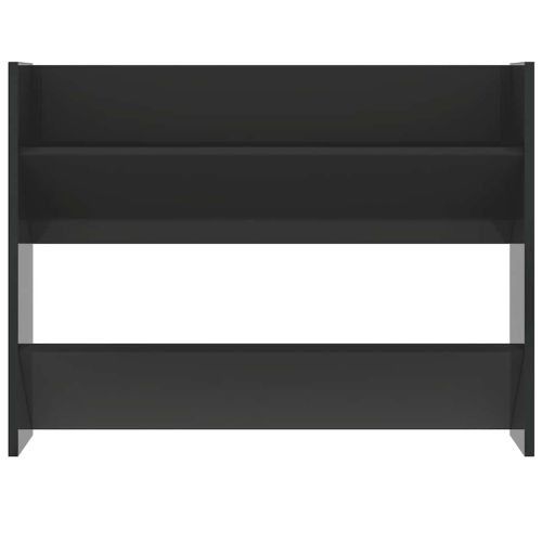 Стенен шкаф за обувки черен гланц 80x18x60 см инженерно дърво