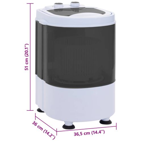 Мини перална машина с един барабан 2,6 кг Черен и бял