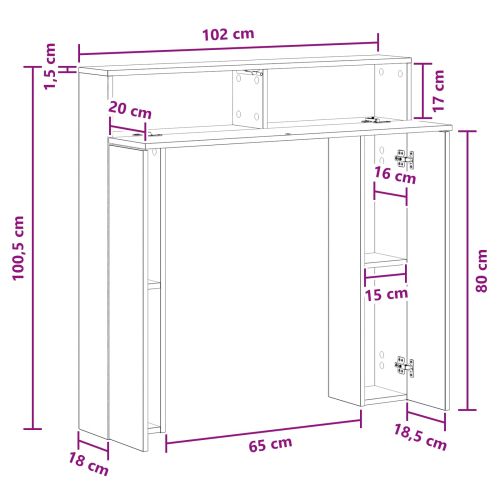 Рамка за камина Бяло 102 x 18 x 100,5 см Инженерна дървесина