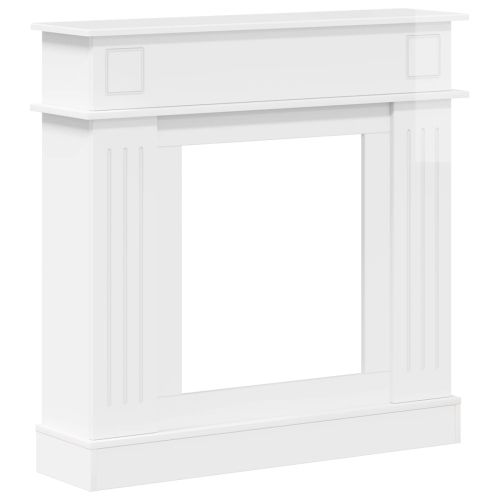Рамка за камина Бял гланц 102 x 26 x 100 см Инженерна дървесина
