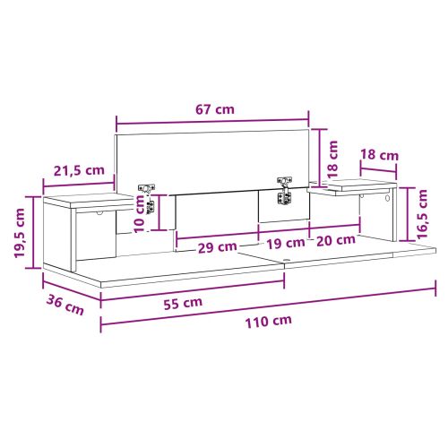 Студио бюро Опушен дъб 110 x 36 x 19,5 см Инженерна дървесина