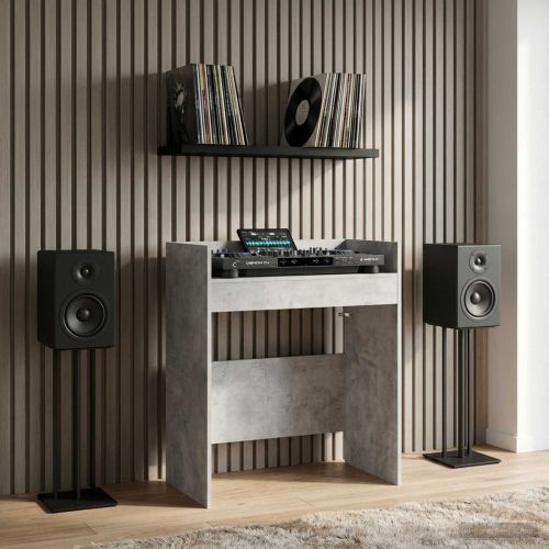 DJ маса Бетонно сиво 102 x 45 x 102 см Инженерна дървесина