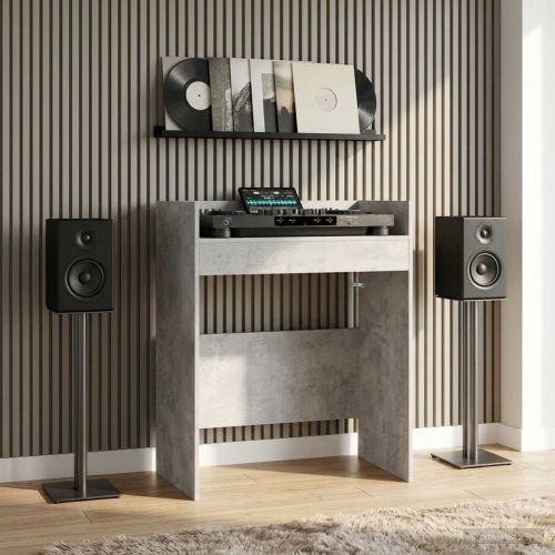 DJ маса Бетонно сиво 82 x 45 x 102 см Инженерна дървесина
