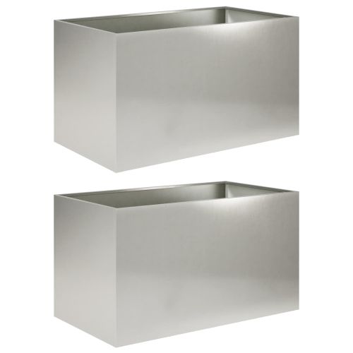 Градинска саксия 2 бр. Сребристо 80 x 50 x 50 см