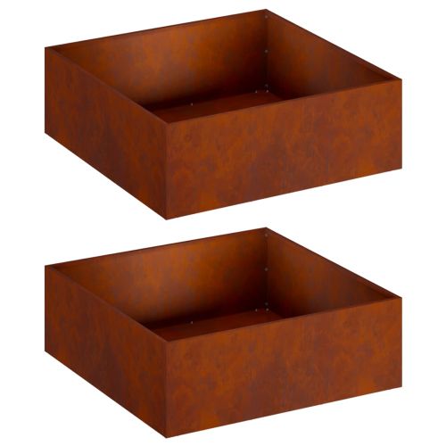 Градинска саксия 2 бр. Ръждясало 60 x 60 x 20 см
