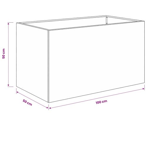 Градинска саксия Сребристо 100 x 50 x 50 cm Поцинкована стомана