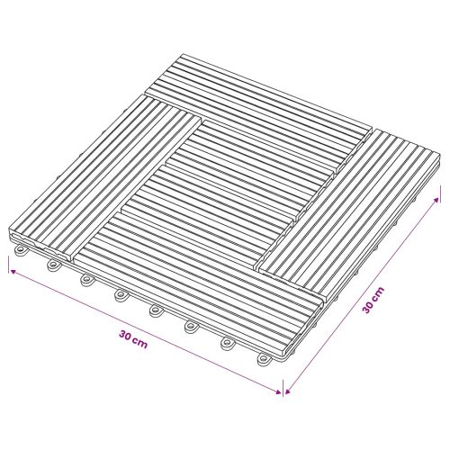 Плочка за decking 11 бр. Сиво 30 x 30 cm WPC
