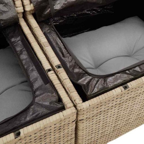 Градински Софа Комплект 5 бр. Бежово полиратан