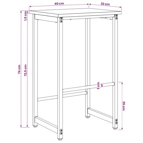 Бар стол 2 бр. Опушен дъб 40 x 32 x 74 см Инженерна дървесина