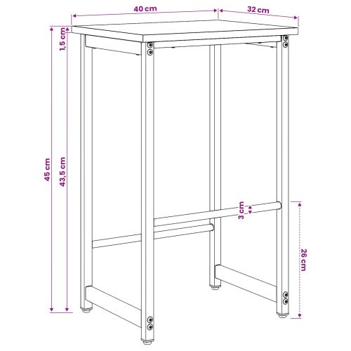 Бар стол Опушен дъб 40 x 32 x 64 см Инженерна дървесина