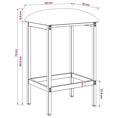 Бар стол Черно 40 x 32 x 74 см Инженерна дървесина