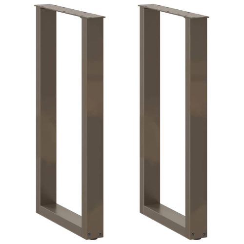 Крака за бар маса, U-образни, 2 бр., естествена стомана, 40 x (90-91) см, стомана
