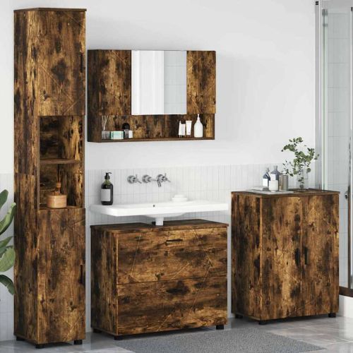 Комплект мебели за баня 4 бр. Димян дъб 35 x 30 x 192 см