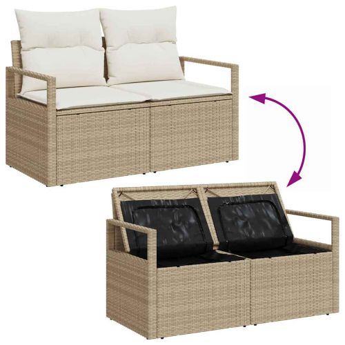 Градински Софа Комплект 10 бр. Бежово Полиратан
