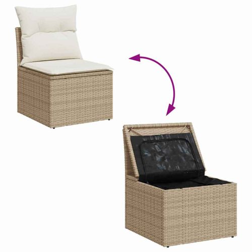 Градински Софа Комплект 9 бр. Бежово Полиратан
