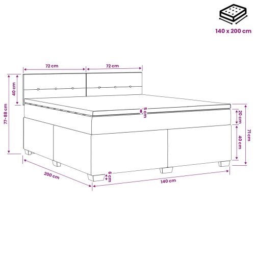Континентално легло с матрак Тъмен кафяв 140 x 200 cm Текстил