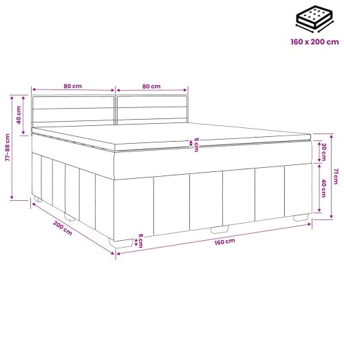 Континентално легло с матрак Синьо 160 x 200 cm Текстил