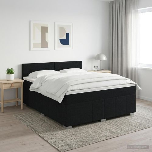Континентално легло с матрак Черно 180 x 200 cm Текстил