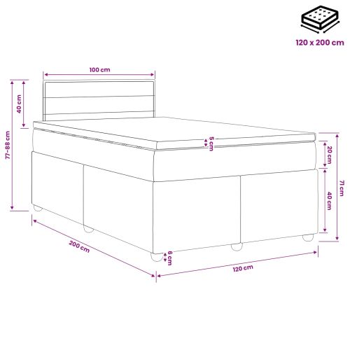 Континентално легло с матрак Кремаво 120 x 200 cm Текстил