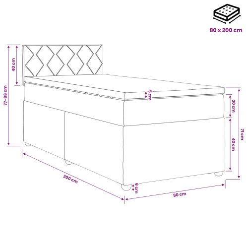 Континентално легло с матрак с таблото Черно 80 x 200 cm Кадифе