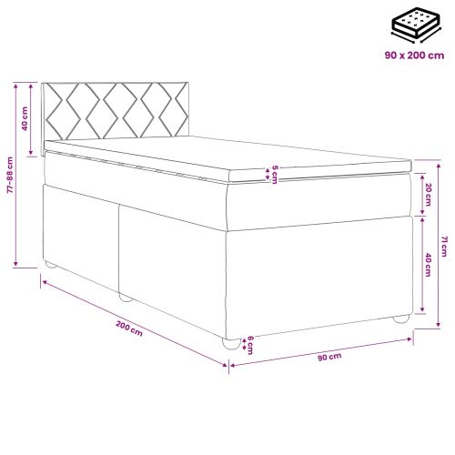 Континентално легло с матрак Тъмнозелено 90 x 200 cm Кадифе