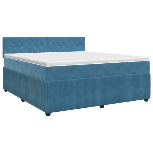 Континентално легло с матрак Тъмен син 140 x 190 cm Кадифе