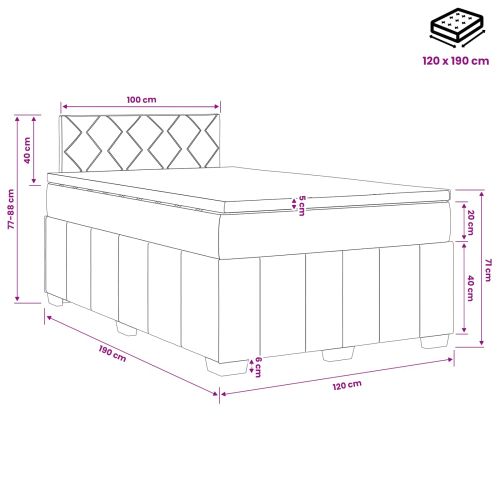 Континентално легло с матрак Синьо 120 x 190 cm Текстил