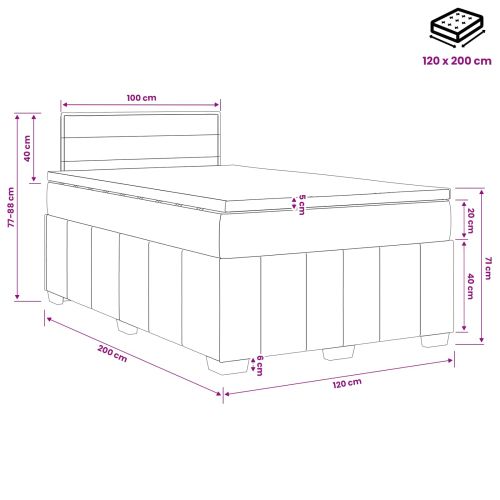 Континентално легло с матрак Синьо 120 x 200 cm Текстил