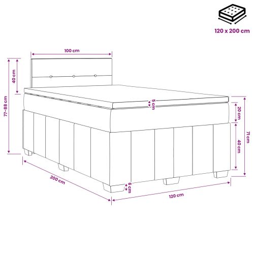 Континентално легло с матрак Синьо 120 x 200 cm Текстил
