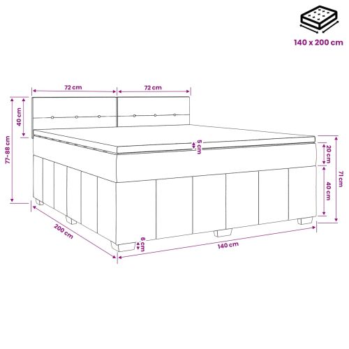 Континентално легло с матрак Синьо 140 x 200 cm Текстил