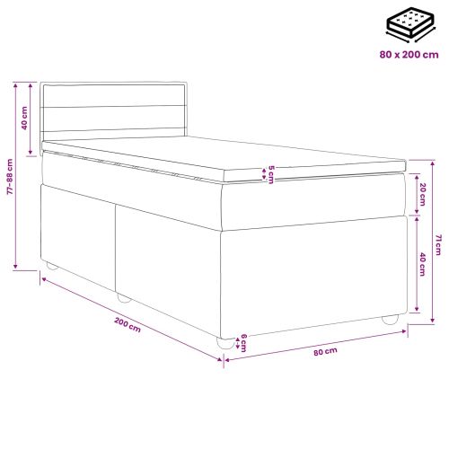 Континентално легло с матрак Таупе 80 x 200 cm Текстил